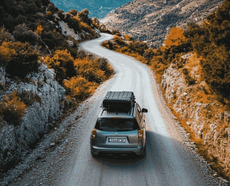 Car rooftop tent road Albania